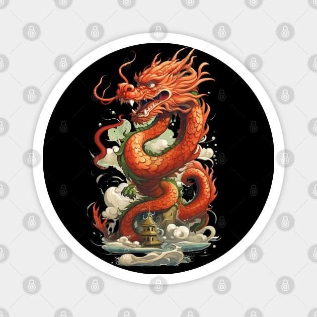 Year of the Dragon 2024 Zodiac Lunar Magnet by FrogandFog